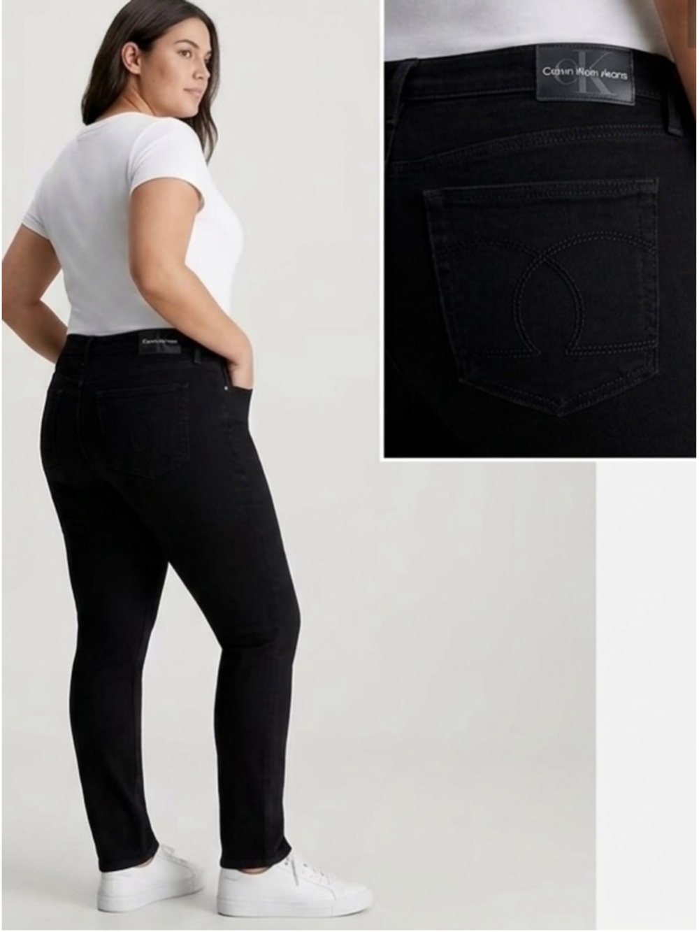 Calvin Klein Black Womans Jeans Omega Pocket Size 14 skinny casual Y2K 1549